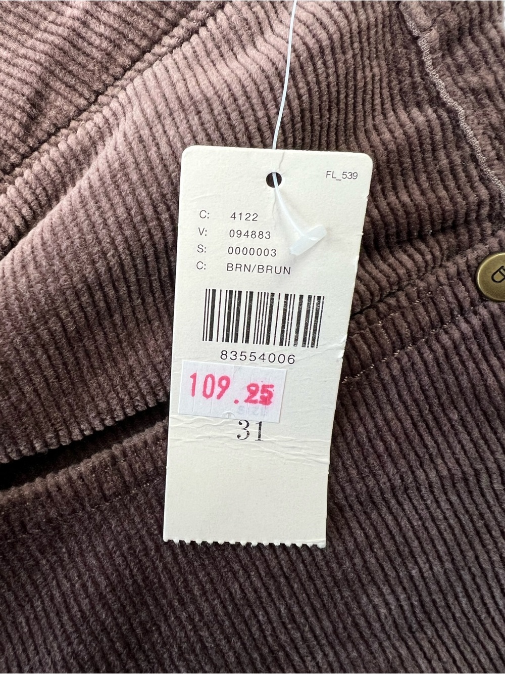 Pilcro The Yaya High Rise Flare Kick Corduroy Pants - Ankle Brown NEW - Size 31 - Picture 6 of 9